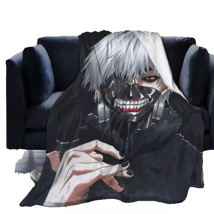 Manta de franela Ken Kaneki Tokyo Ghoul, manta de cama multifunción, acogedora, peluda, antiarrugas, para cama, sala de estar, todos los Seasons-X36 - 1