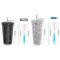 Botellas termo con diamantes de imitación de 500ml/750ml, frascos de vacío aislados de doble capa, taza de café con purpurina reutilizable creativa para oficina - details 0