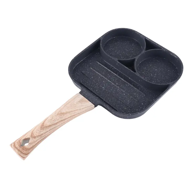 Sartén antiadherente de 2 agujeros, sartén gruesa para tortillas, huevos, tortitas, bistec, sartenes para cocinar huevos, jamón, fabricante de desayuno - 1