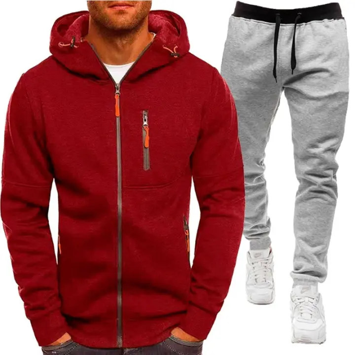 Conjunto Deportivo Casual para Hombres Primavera-Otoño 2024 Chaqueta Sudadera con Capucha - 1