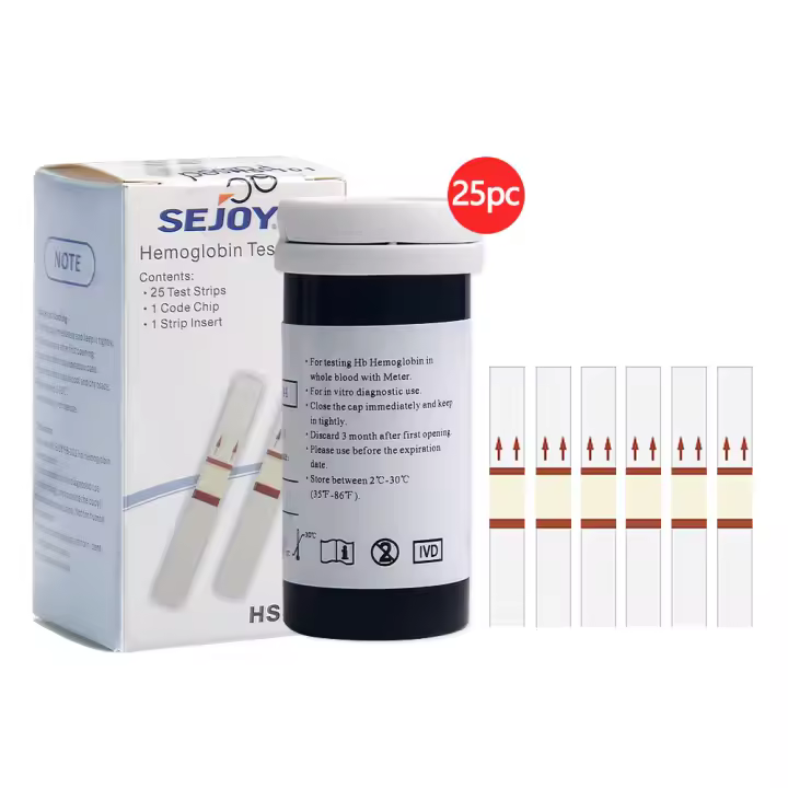 Analizador de Hemoglobina Óptico Médico, monitor de anemia para prueba rápida de 15 segundos para HB y HCT con 25 tiras reactivas y lancetas - 1