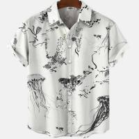 Camisa hawaiana con estampado de hojas para hombre, cárdigan vintage, floral, retro, social, hawaiana, Haruku, moda coreana, - details 23