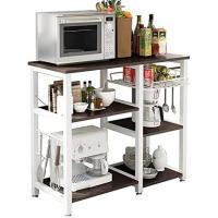 Cocina Mueble para Almacenamiento de Cocina Estantes de Cocina con Ganchos para Almacenamento Estante de Horno de Microondas,Estanterías de Cocina con 3+3 estantes Blanco - details 8