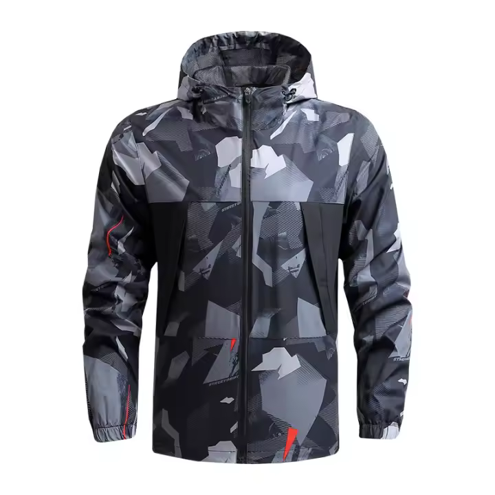 Chaqueta de Montañismo para hombre, cortavientos informal delgado de secado rápido, chaqueta con capucha para deportes al aire libre - 1