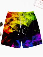 Pantalones cortos de playa sueltos para hombres, ropa deportiva, pantalones cortos de patrón 3D de secado rápido con cordón, pantalones cortos ligeros para trajes de baño de verano, bañador de natación para vacaciones en la playa - details 0
