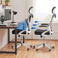 Silla de Oficina Ergonómica Ajustable Reposacabezas Giratoria Blanco Gris - details 24