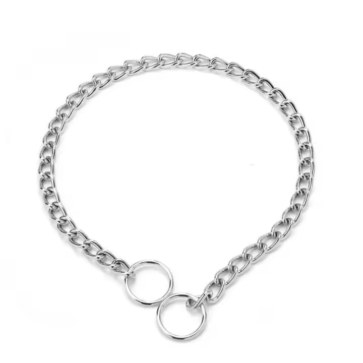 Collar de cadena de metal con correa de hierro inoxidable para adiestramiento de perros pequeños, medianos y grandes, Pitbull y Bulldog - 1