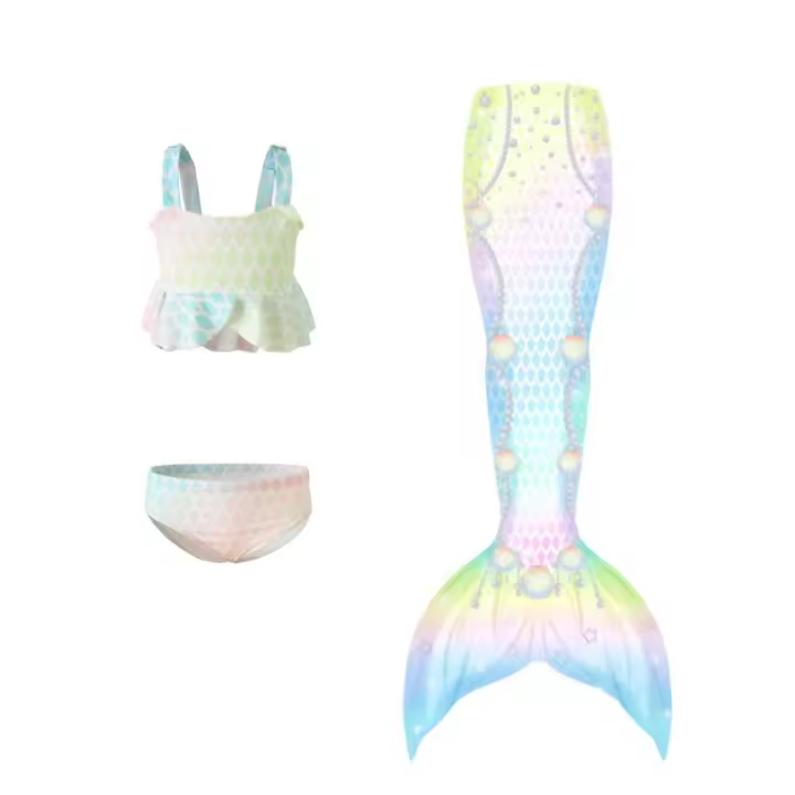 Traje de Baño de Sirena para Niñas Rápido Secado Cómodo Estilo de Prisa Material de Poliéster - 1