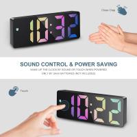 Reloj despertador digital, reloj electrónico de escritorio con pantalla de temperatura, brillo ajustable, control de voz, 12/24H - details 2