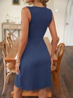 Mujer teje tela picante Chica pecho torcido y cintura delgada vestido - details 2