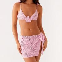 Conjunto de Falda de Crochet para Mujer Top de Tanque con Halter, Mini Falda de Playa Hueco - details 1