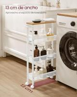 Carro de 4 Niveles, Carro Estrecho de Cocina con Ruedas, con Asa, para Espacio Reducido, 22 x 45,4 x 77 cm, para Cocina, Baño, Salón, Estudio, Marrón Rústico y Negro LRC033B01 - details 24