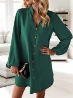Vestido suelto de desayuno único con cuello en V de manga larga de primavera y verano 2025 para mujer - details 8