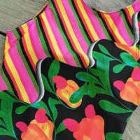 Traje de Baño de Una Pieza Impreso 2024 Talla Grande Push Up Estilo Vintage de Flor - details 45