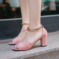 Sandalias Romanas Huecas de Verano Gruesas, Tacones Altos, Cuentas para Mujeres - details 6