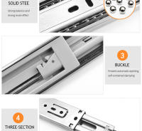 KAK-Guías para cajón, correderas de acero inoxidable de 10"-22" para gavetas, cierre suave, rieles deslizantes de tres partes para muebles - details 10
