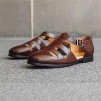 Sandalias de cuero suave de Pu, zapatos de playa cómodos hechos a mano, correa de hebilla de verano para hombre, zapatos casuales para exteriores - details 5