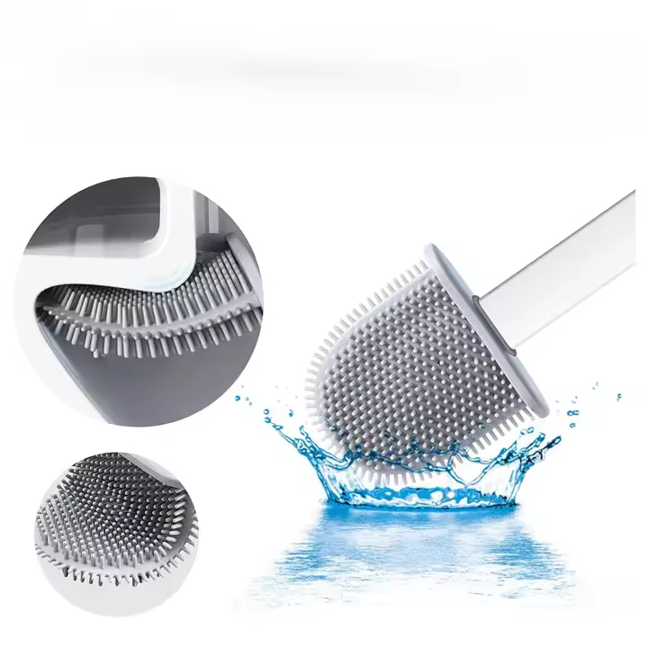Cepillo de Limpieza de Inodoro de Silicona Cabeza Plana Suave y Flexible para Baño y Cocina - 1