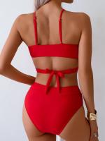 Bikinis de Cintura Alta 2025 Traje de Baño Cruzado con Tiras para Mujer - details 3