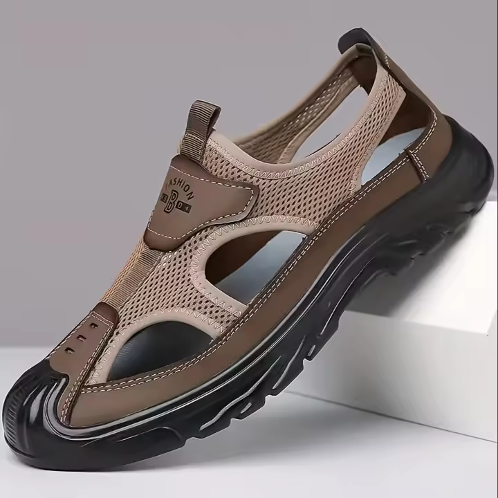 Sandalias Deportivas Transpirables para Hombres Color Sólido, Zapatillas Casuales de Toda Temporada, Ligeras y Duraderas, Antideslizantes con Tejido Superior y Interior, Suela de PU y Plantilla - 1