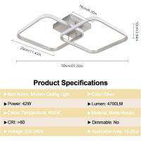 50W Plafon LED Techo Regulable, Lampara Techo con Mando a Distancia 3000K-6500K 59cm, Moderno Lamparas de Techo Salon Cuadrado para Dormitorio Salon Baño Cocina Comedor Pasillo - details 16