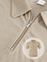 Hombre verano casual toalla suelta jacquard cremallera puerta digan hombre manga corta Polo - details 11