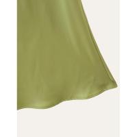 Vestido largo elegante y sexy de satén verde sin espalda para mujer, estilo halter, para fiesta. - details 13
