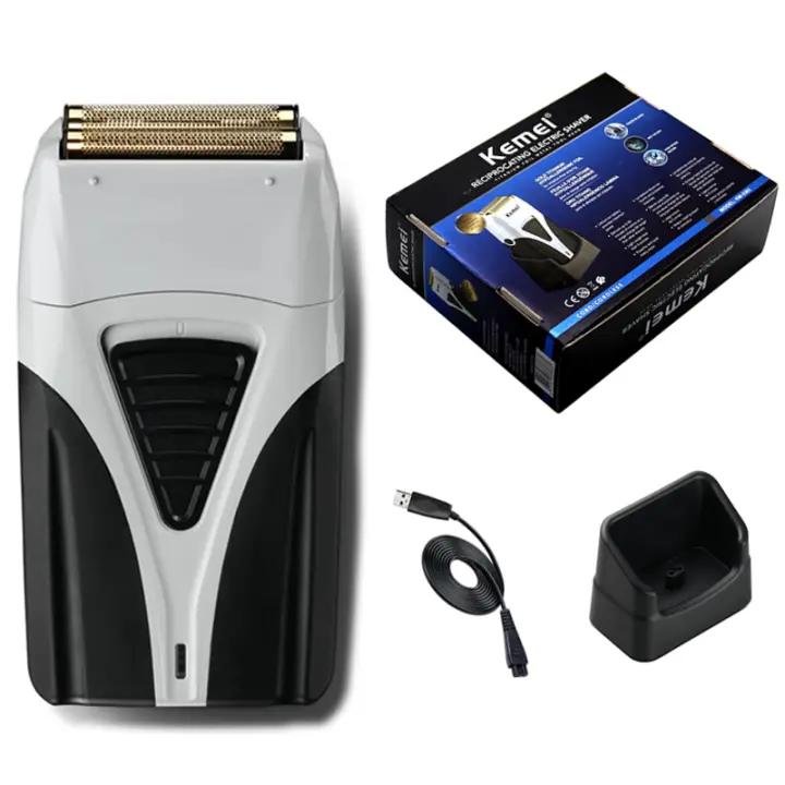kemei 3383 powerful rechargeable electric shaver hair beard stubble facial electric razor for men bald head shaving machine - 1