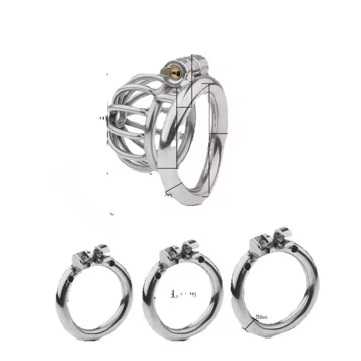 Leten nuevo Metal masculino 2 tipo jaula anillo masturbación SM Gay dispositivos de castidad juguetes sexuales para adultos para hombres - 1