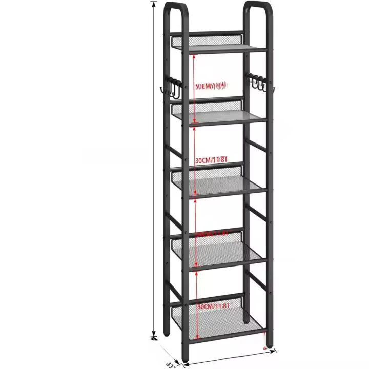 Estantería de 5 Niveles Minimalista Metal, 36f. x 26.5an. x 146al Ideal para Sala de Estar, Oficina, Baño - 1