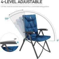 Silla de Camping Plegable Capacidad de 150 kg Respaldo Alto tamaño pequeño Plegable Silla de jardín Acolchada de Lujo con 4 Posiciones, Silla de Pesca Ajustable para balcón - details 21