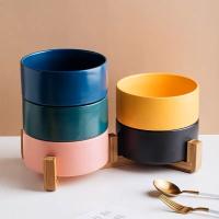 COTTECOTA-2 Piezas Cuenco de Ceramica Comedero y Bebedero para Perros y Gatos elevados Cuencos para Mascotas ceramica Pequeño y Grande Color Aleatorio Cuenco Elegante con Soporte Bambu Cuenco de Comida o Cuenco de Agua para Perros Pequeños y Medianos - details 8