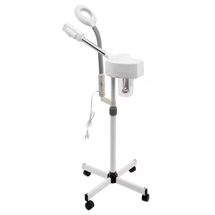 Vaporizador Facial 2 en 1 con lámpara de aumento 5X para salón de belleza, Spa, cuidado de la piel, columpios de cuello ajustables en cualquier dirección deseada, nuevo - 1