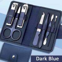 Cortauñas colorido de viaje profesional, juego de manicura, 7 piezas con bolsa de cuero, herramientas para el cuidado de uñas de acero inoxidable, Kit de aseo G - details 6