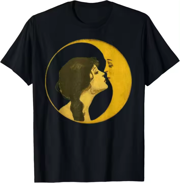 Kiss the Man On The Moon - Camiseta de regalo celestial con diseño vintage - 1