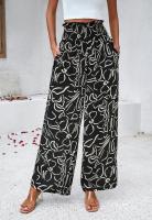 Pantalones elásticos de pierna ancha para mujer Primavera-Verano Chic con estampado elegante - details 6