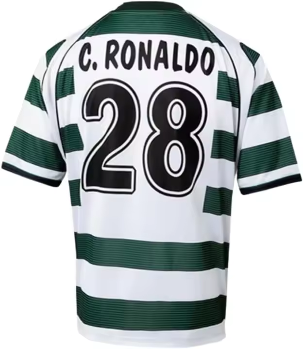 Ronaldo # 28 Sporting Retro Camiseta de fútbol de manga corta 02/03 para hombre Versión para fanáticos - 1