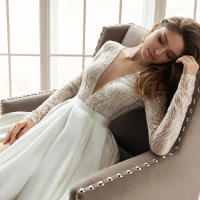 2025 nuevo vestido elegante hasta la cintura con encaje de lentejuelas, vestido de noche blanco de manga media con cuello en V simple - details 2