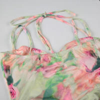 BUNO-Vestidos de mujer fruncidos ajustados con estampado Floral a la moda estilo de vacaciones de verano vestido elegante dividido de moda - details 7