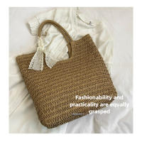Bolso de hombro tejido hecho a mano Vintage para playa para mujer, bolsas de compras de rafia y ratán, bolsos bohemios para mujer, bolsos informales para viajes y vacaciones de verano - details 2