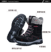 Algodón para el invierno del norte, botas de nieve cálidas y de suela gruesa con forro polar añadido, zapatos altos de cuero para mujer en tallas 35-42 - details 4