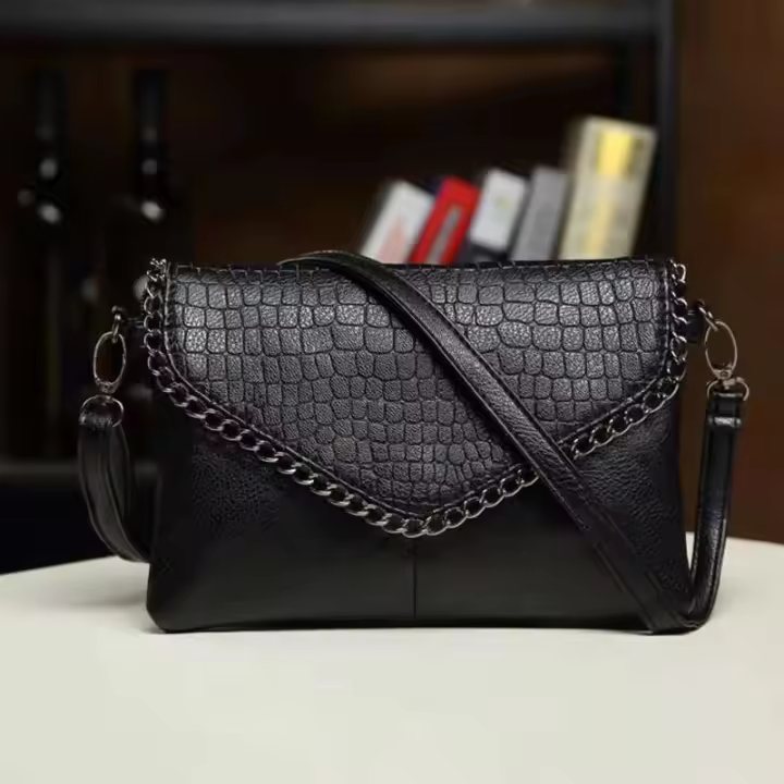 Bolso negro para mujer, bolso cruzado informal para mujer con hombro de PU, cartera - 1