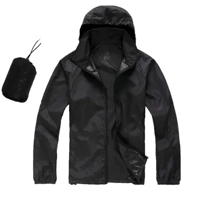 Chubasquero para hombre, chaqueta impermeable con capucha para exteriores, cortavientos ligero para ciclismo - 1