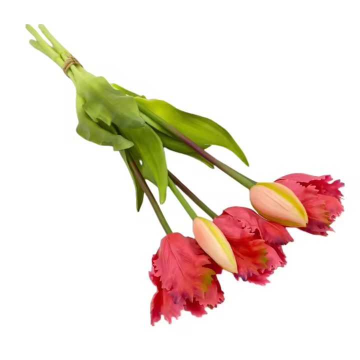 5 uds 5 cabezas flores artificiales de tulipán loro simulación realista de lujo ramo de tulipanes hecho a mano flores falsas de tacto Real - 1