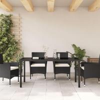 Mesa de Jardín Negra 160x80x73 cm Vidrio Templado - details 4