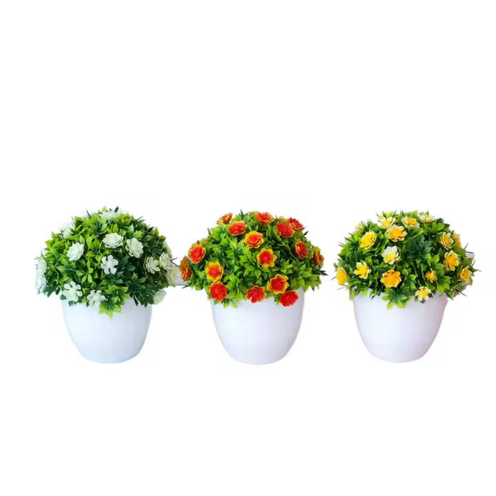 Nuevas flores artificiales decorativas en maceta, simulación de plantas artificiales de plástico, flores falsas rosas, bonsái, decoración del hogar - 1