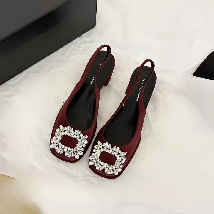 Zapatos de Mujer de Moda Sandalias Platas de Alta Gama con Tacón de Diamantes de Imitación - 1