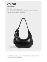 Bolso retro marrón tipo bola de masa, bolso de axila plisado premium para viajeros, nueva bolsa de sillín de moda. - details 10