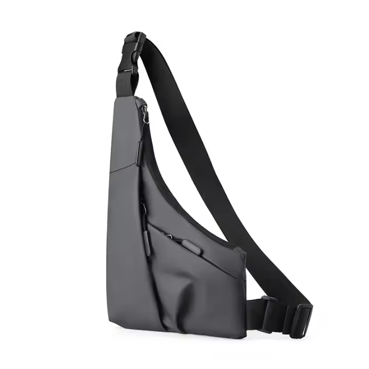 Bolso de pecho ajustable antirrobo para hombre Bolsa de cuero de ocio en forma de triángulo, tarjetero cruzado, bolso bandolera deportivo para ciclismo y montar - 1