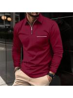 Camisa polo con bolsillo con cremallera, polo deportivo de manga larga para hombre - details 5